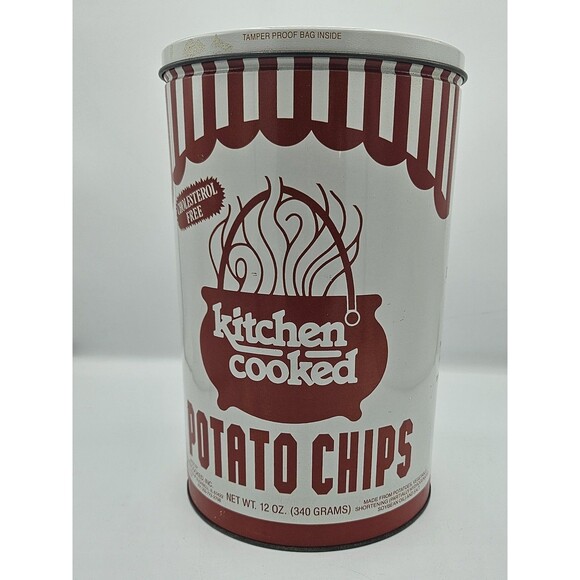 VTG 1990-91 KITCHEN COOKED POTATO CHIPS TIN 2ND LIMITED EDITION RED AND WHITE - Picture 5 of 11